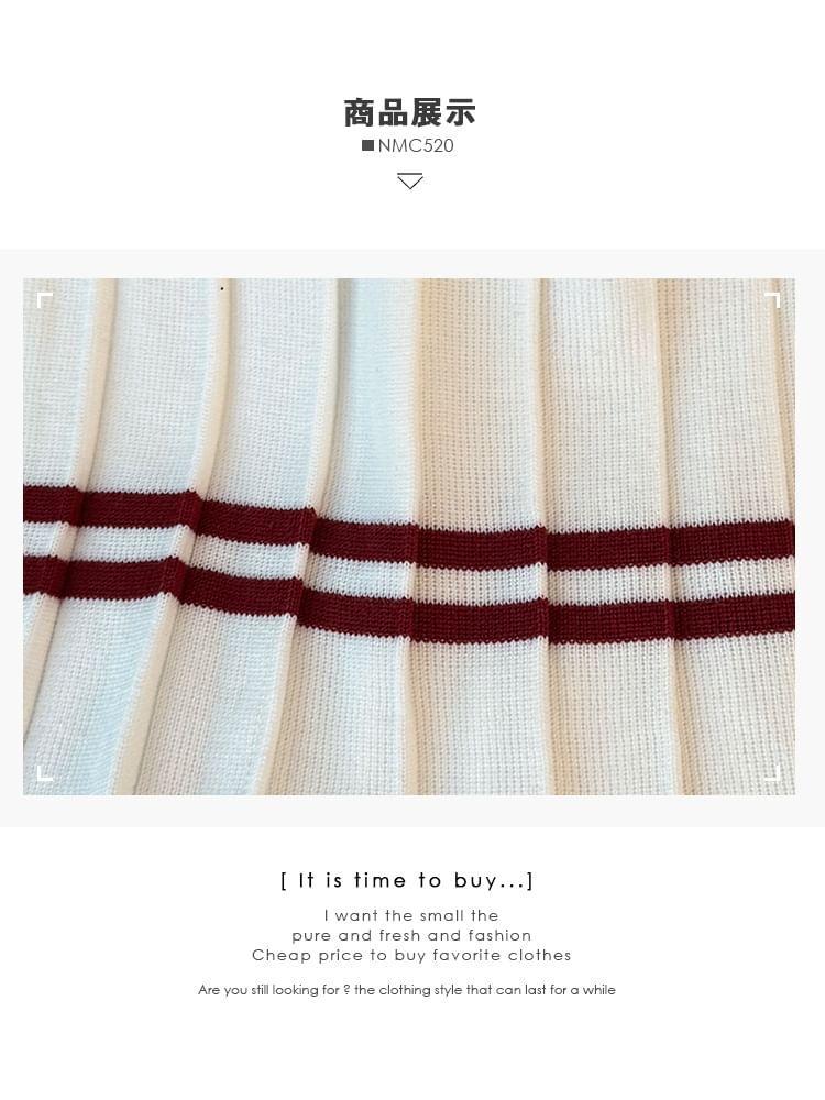 Striped High-Rise Pleated Mini Skirt in 5 Colors Product Image