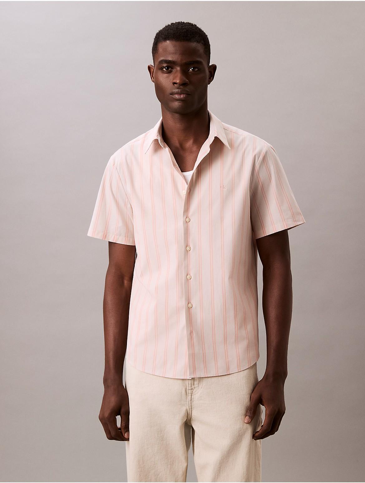 Calvin Klein Mens Poplin Stripe Classic Button-Down Shirt - Multi Product Image
