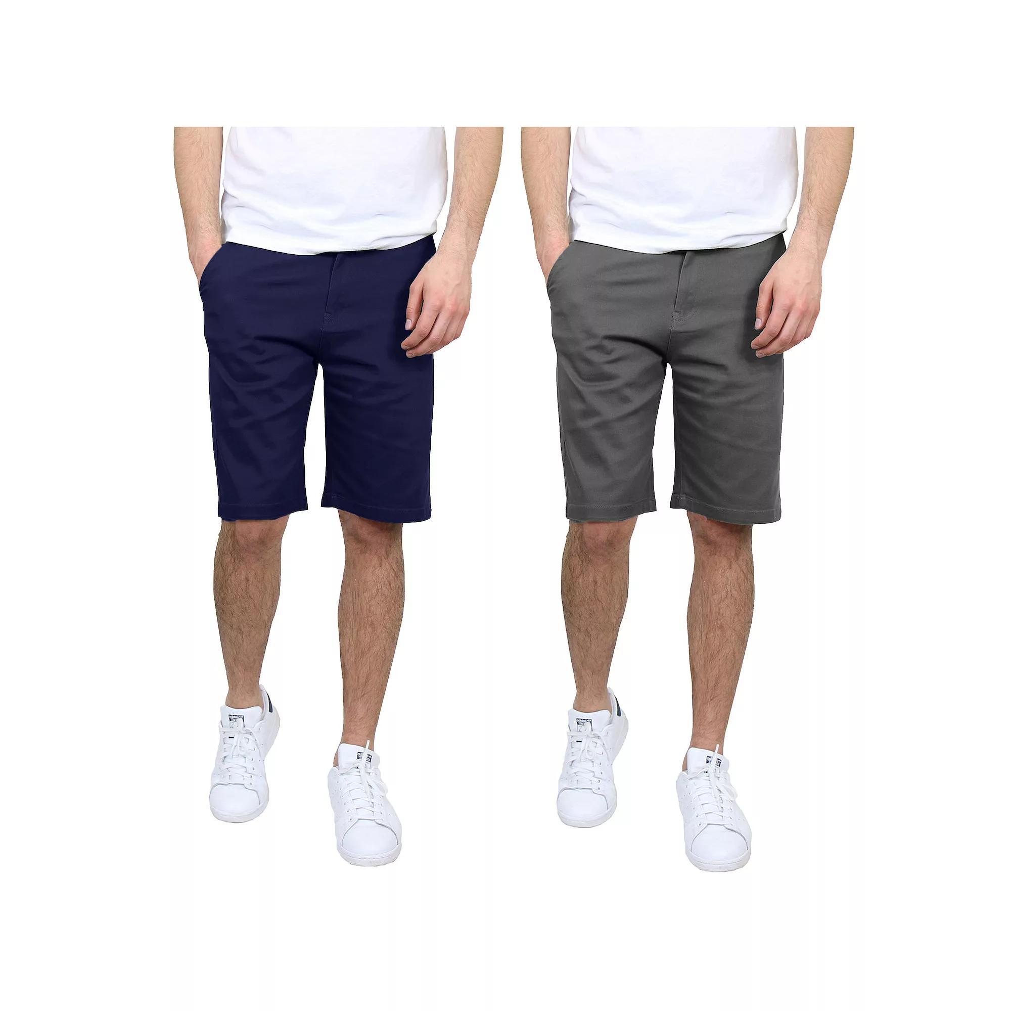 Men's Galaxy 10.5" 5-Pocket Flat-Front Slim-Fit Stretch Chino Shorts 2-Pack, Size: 40, Gray Navy Product Image
