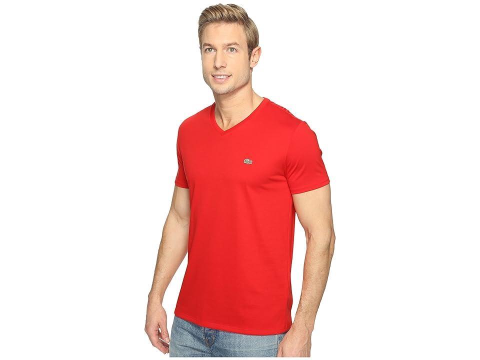 Lacoste Short Sleeve Pima Jersey V-Neck T-Shirt Men's Short Sleeve Pullover Product Image