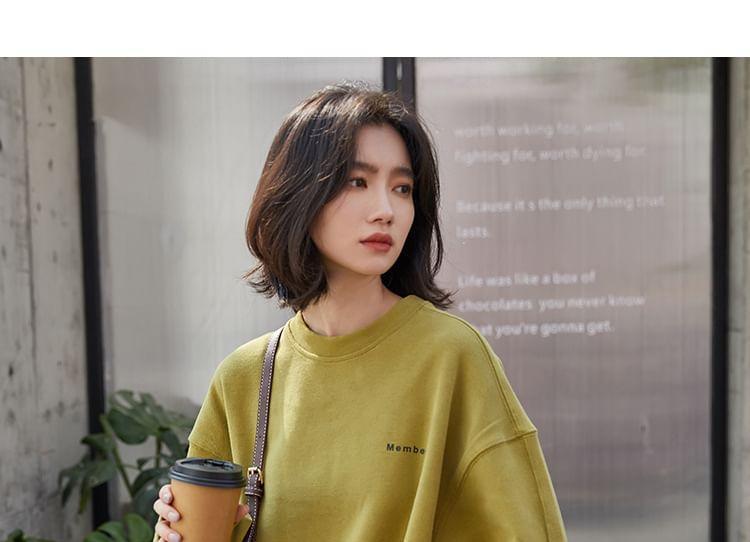 Crew Neck Lettering Print Pullover Product Image
