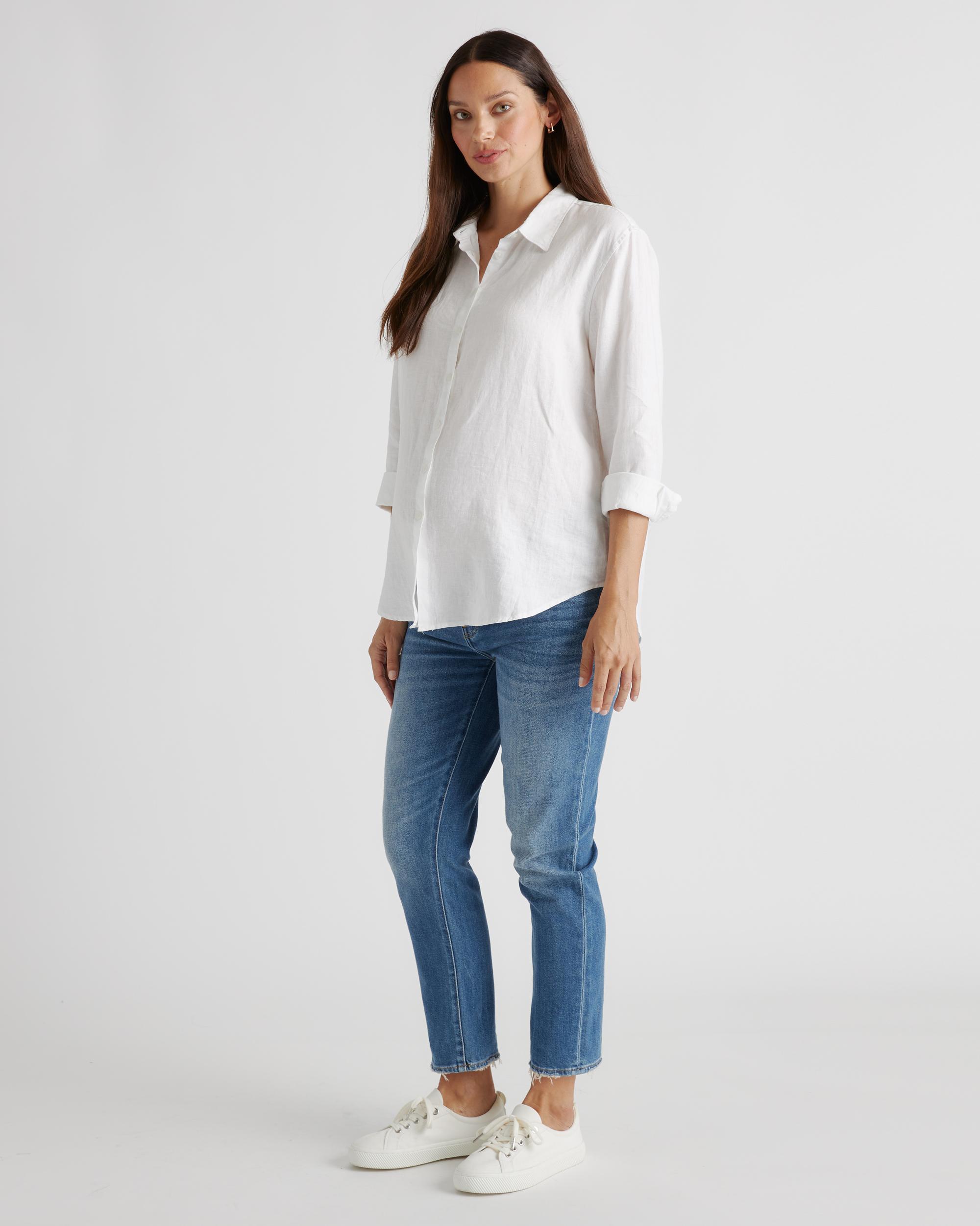 Quince | Women's 100% European Linen Maternity Long Sleeve Shirt Product Image