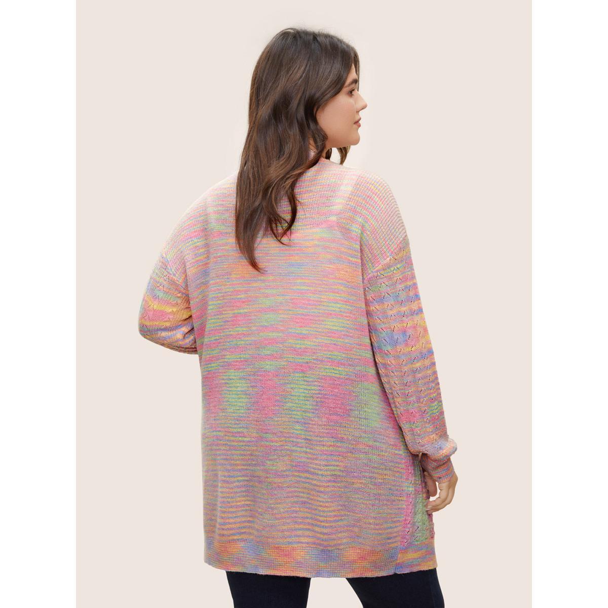 Plus Size Ombre Heather Texture Cable Knit Pocket Cardigan Multicolor Women Casual Long Sleeve Everyday Cardigans BloomChic 22-24/3X Product Image