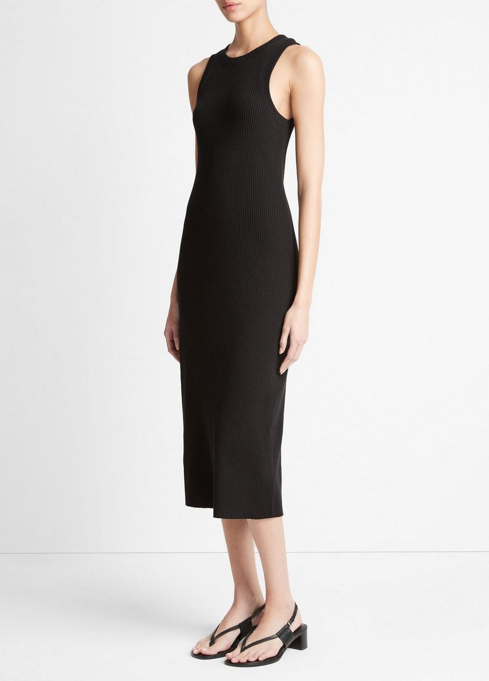 Womens Ribbed High-Neck Tank Dress, Black, Size M Vince Product Image