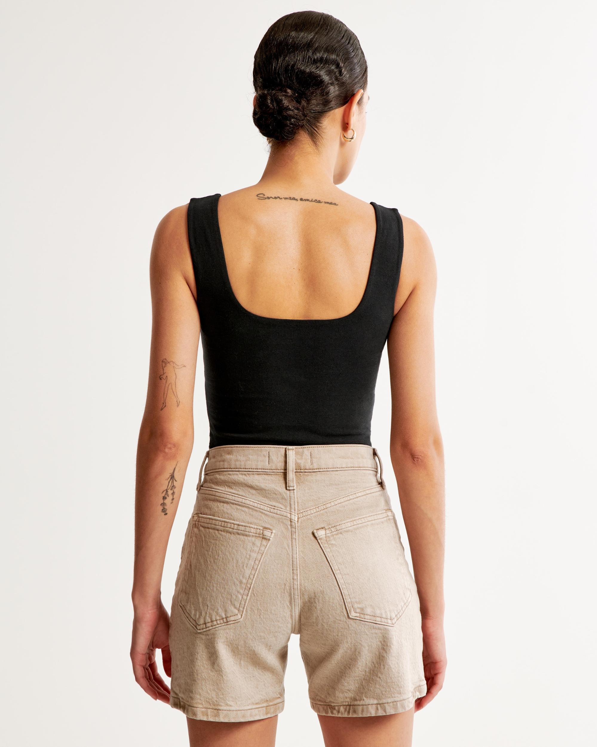 Cotton-Blend Seamless Fabric Squareneck Tank Product Image