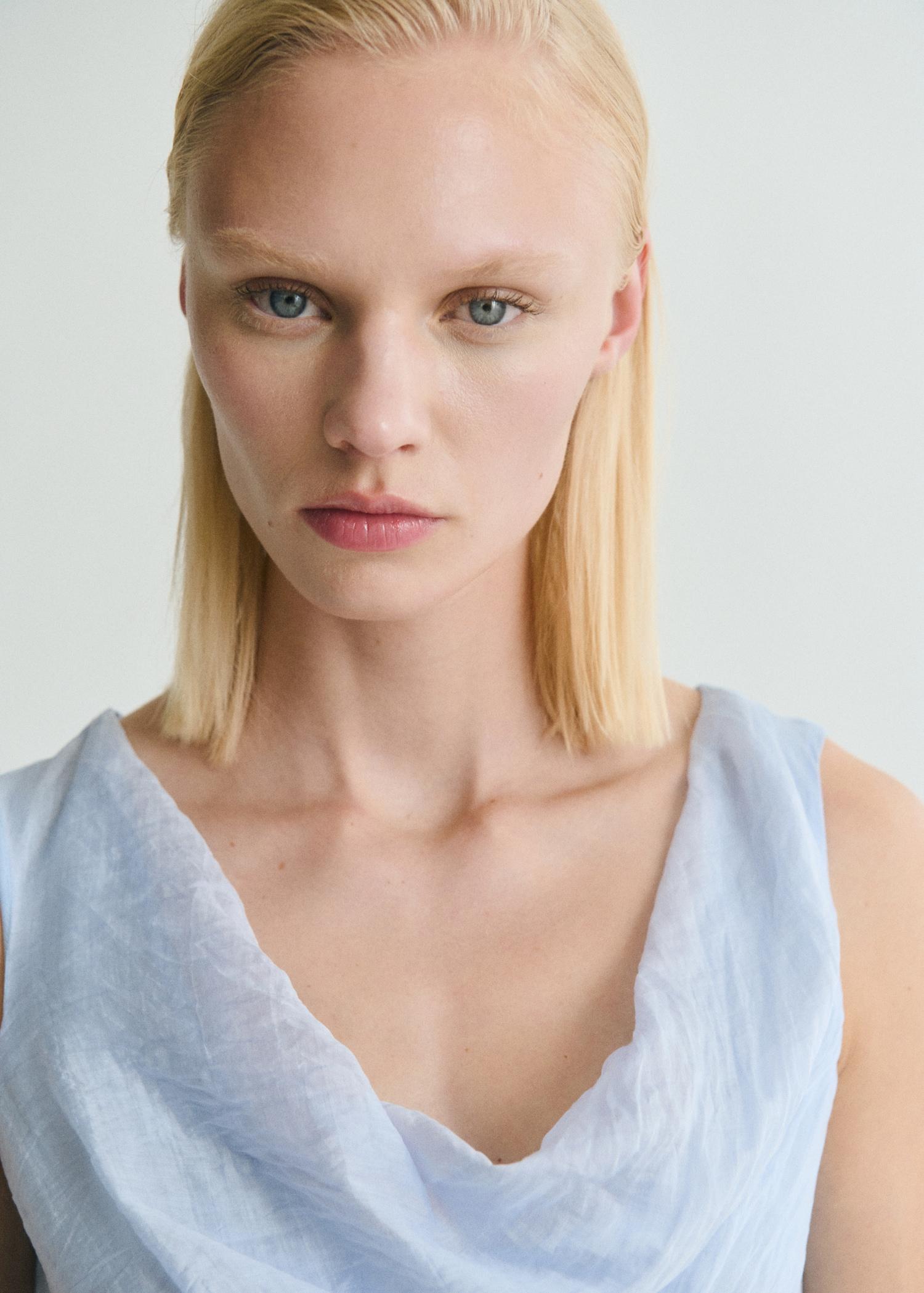 Midi-dress with draped neckline - Women | MANGO USA Product Image