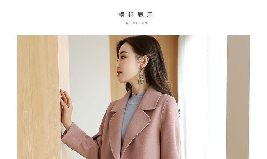 Lapel Collared Plain Double Breasted Coat Product Image