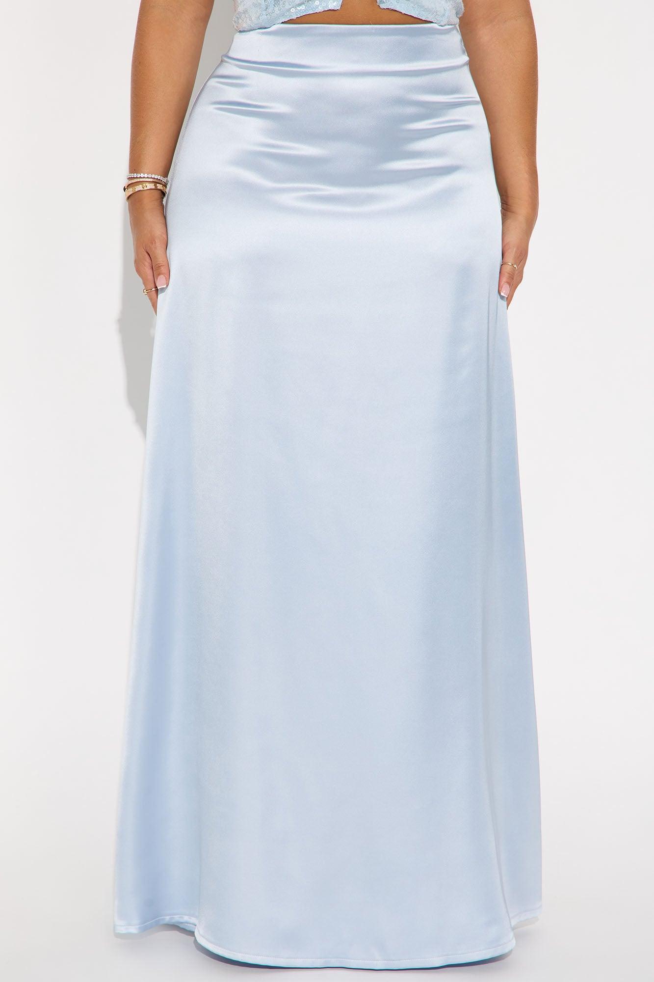 Estella Satin Maxi Skirt - Light Blue Product Image