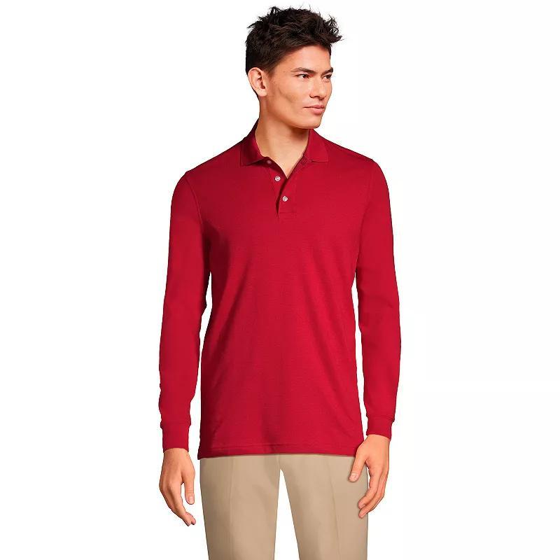 Big & Tall Lands End Long Sleeve Interlock Polo, Mens Product Image