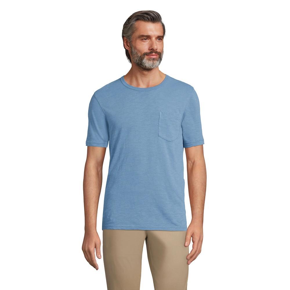 Mens Lands End Short Sleeve Pocket Tee Deep Blue Product Image