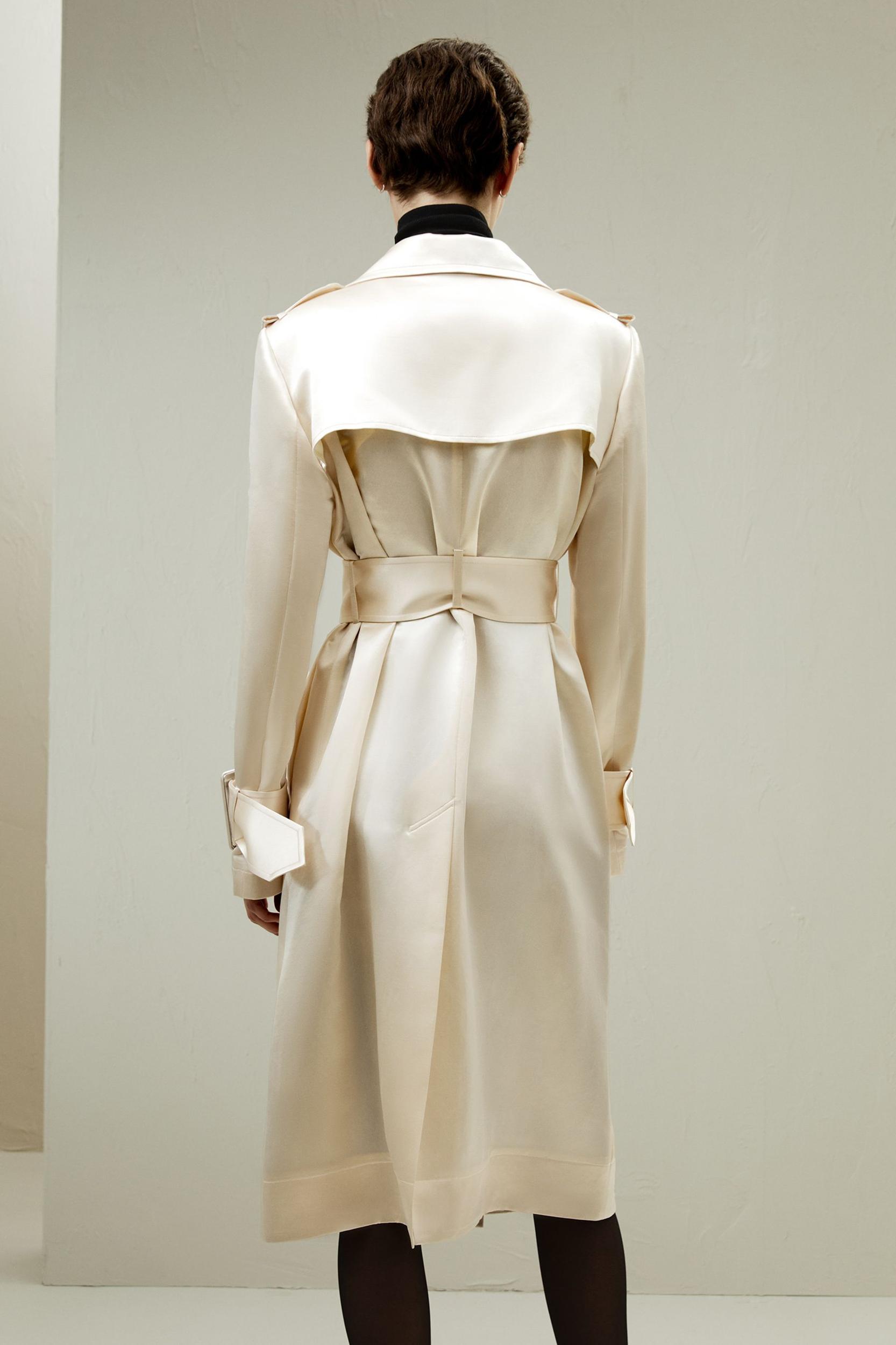 Double Breasted Silk-Blend Belted Coat Product Image