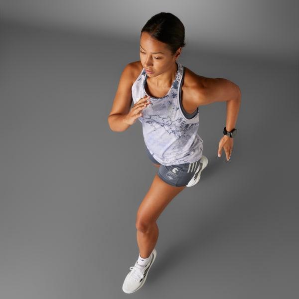 adidas Boston Marathon 2025 Allover Print Tank Top Onix XL Womens Product Image
