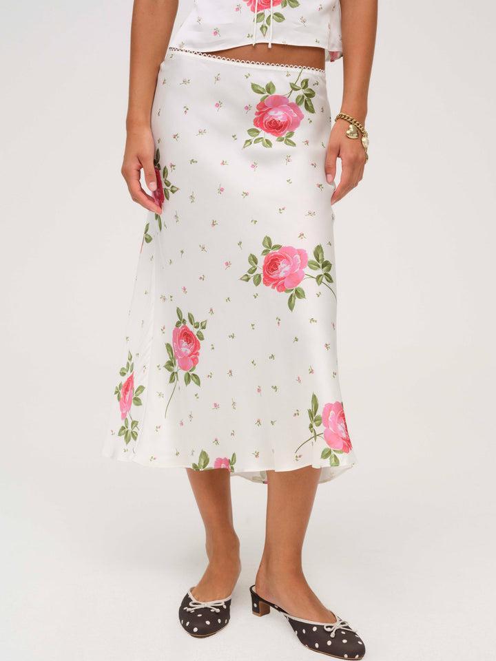Rosebud Midi Skirt — White Product Image
