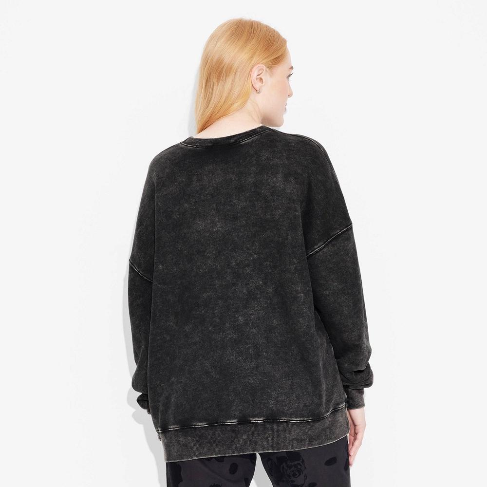 Womens Oversized Sweatshirt - Wild Fable Black XS: Heavyweight Fleece, Dolman Long Sleeve, Crew Neck Pullover Product Image