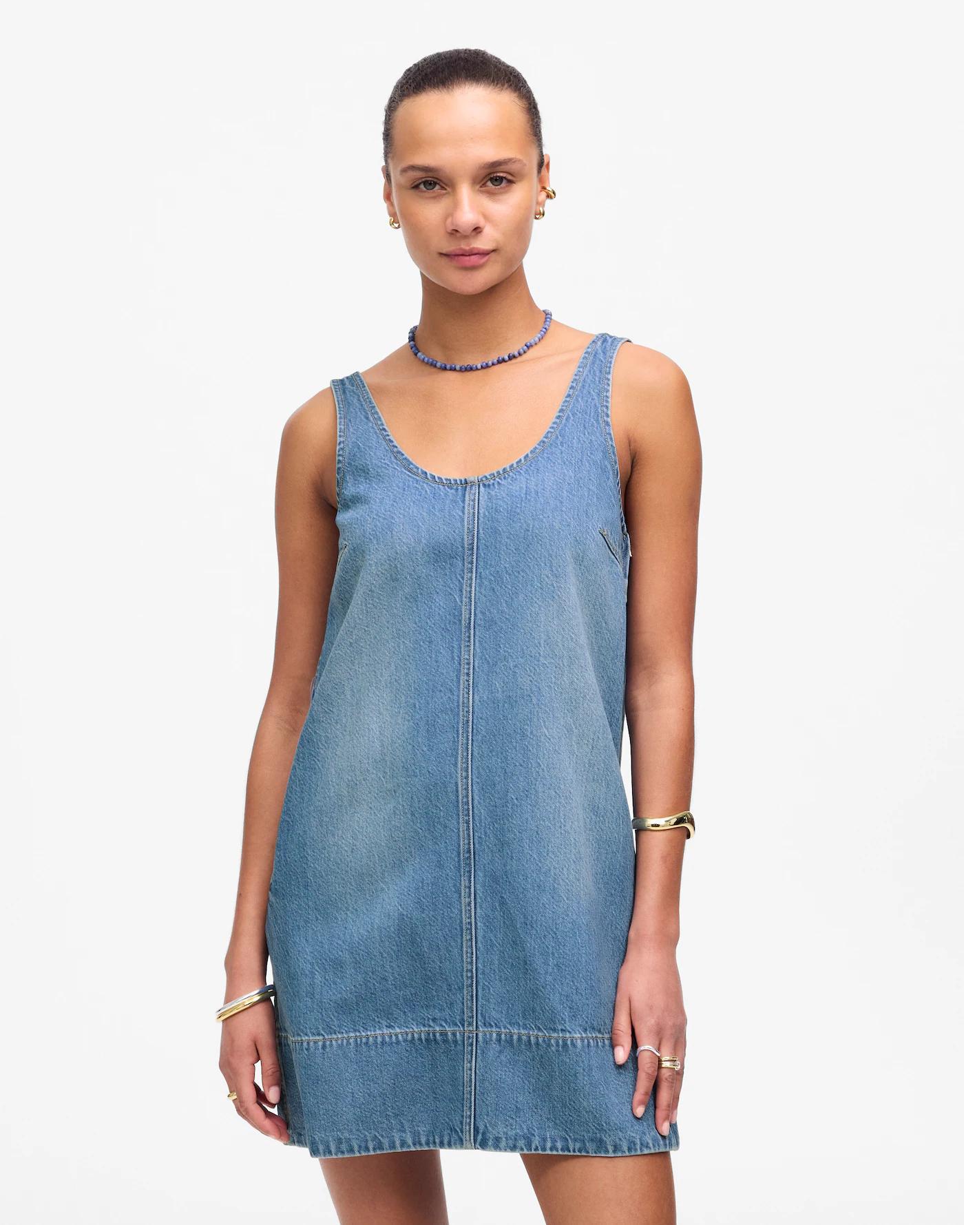 Denim Scoopneck Mini Dress Product Image