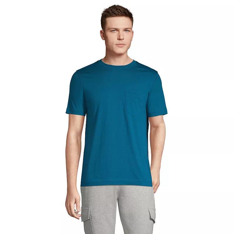 Big & Tall Lands End Supima Pocket Tee, Mens Radiant Blue Product Image