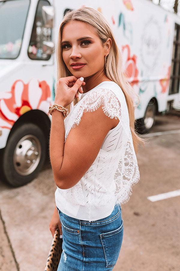 Seaside Spell Lace Top In White Product Image