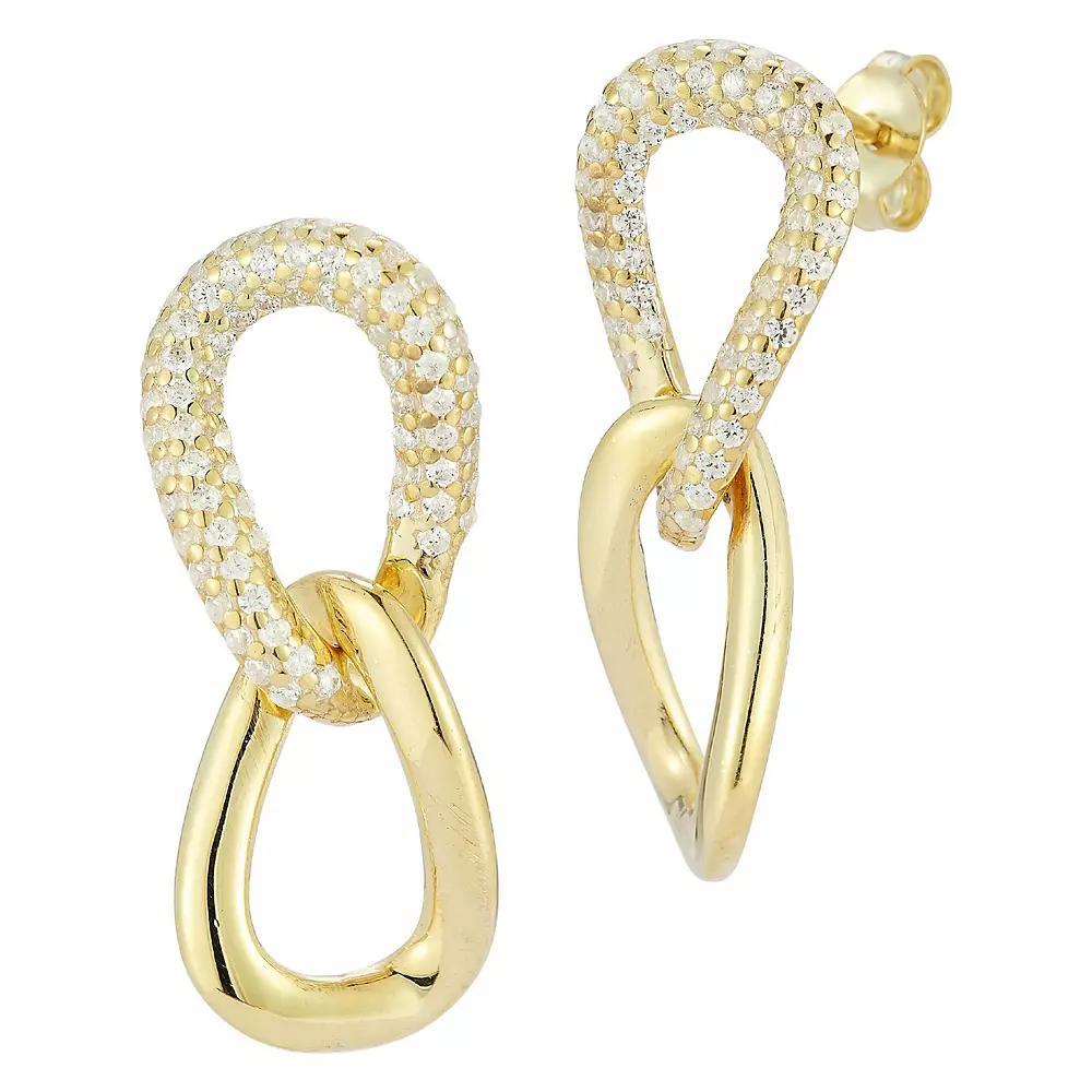 Sunkissed Sterling Sterling Silver Cubic Zirconia Chain Link Drop Earrings, Women's, Gold Tone Product Image