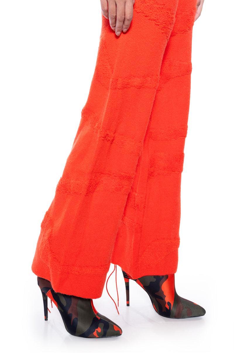 CARISSA COZY KNIT WIDE LEG PANT IN ORANGE Product Image