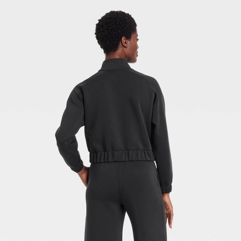 Womens Airy Sleek Full Zip Jacket - All In Motion Black S: Lightweight Relaxed Fit, Recycled Polyester, Side Pocket Product Image
