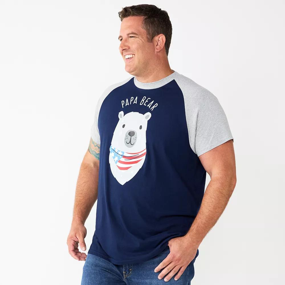Big & Tall Celebrate Together™ Family Fun Cool Bear Tees, Men's, Size: 4XB, Blue Athletic Grey Product Image