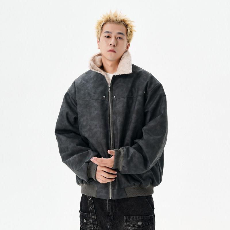 Fleece Collared Zip-Up Jacket Product Image