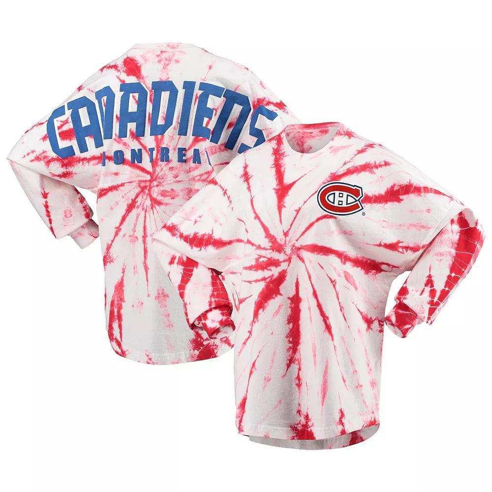 Women's Red Montreal Canadiens Spiral Tie-Dye Long Sleeve T-Shirt, Size: XL, Cnd Red Product Image