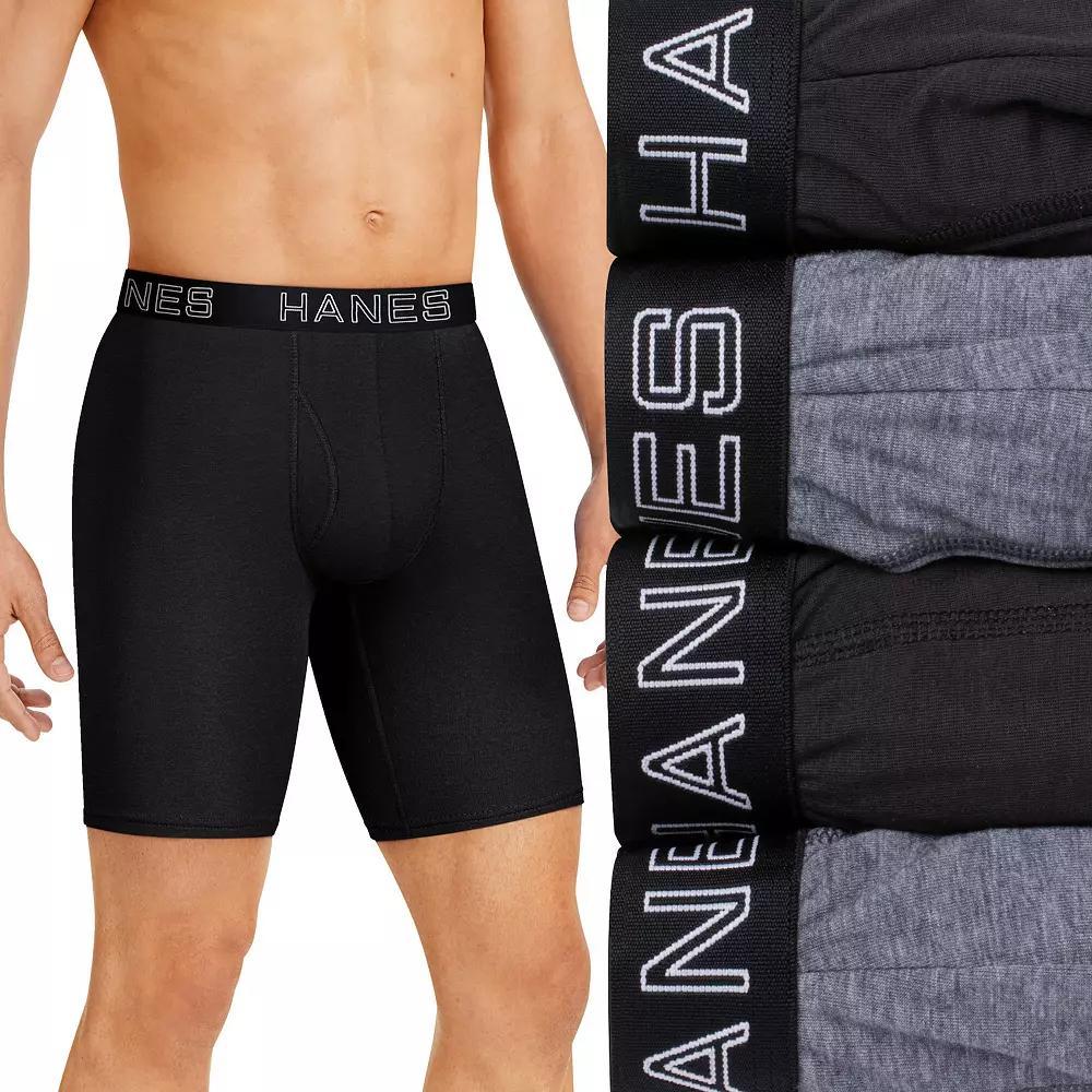 Hanes Ultimate 4-Pack Mens Comfort Flex Fit Total Support Pouch Long Leg Boxer Briefs Product Image