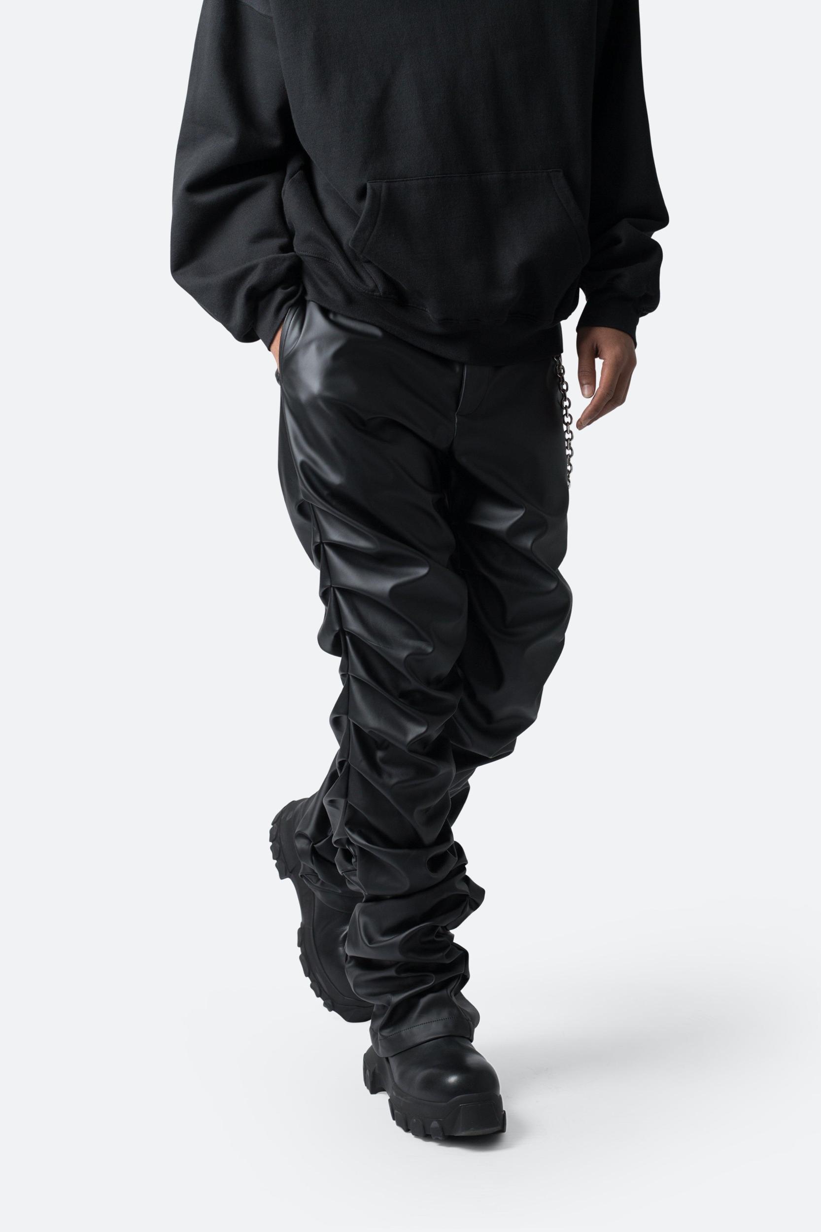 Stacked Leather Pants - Black Product Image
