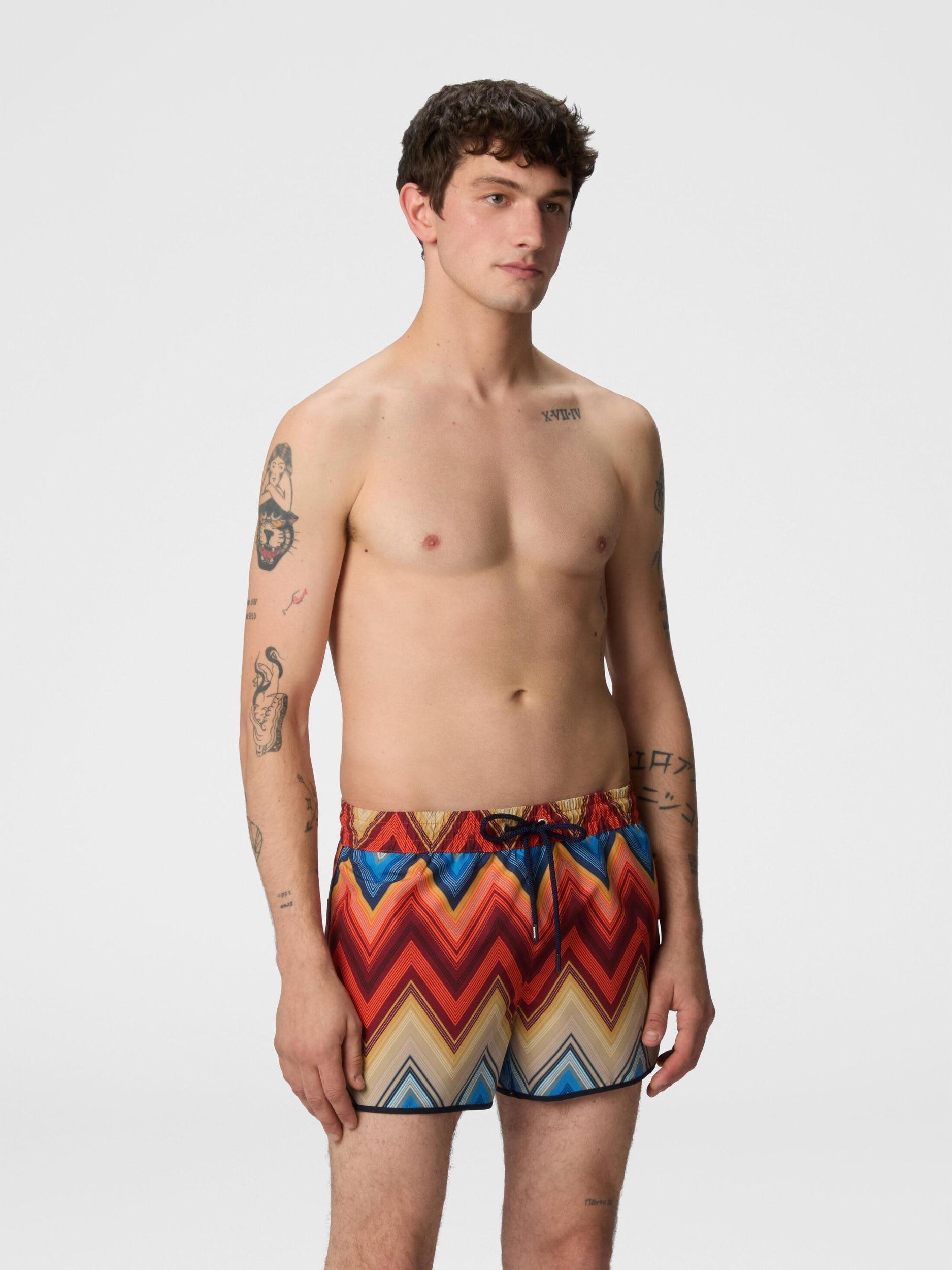 Swim shorts with macro zigzag print Product Image