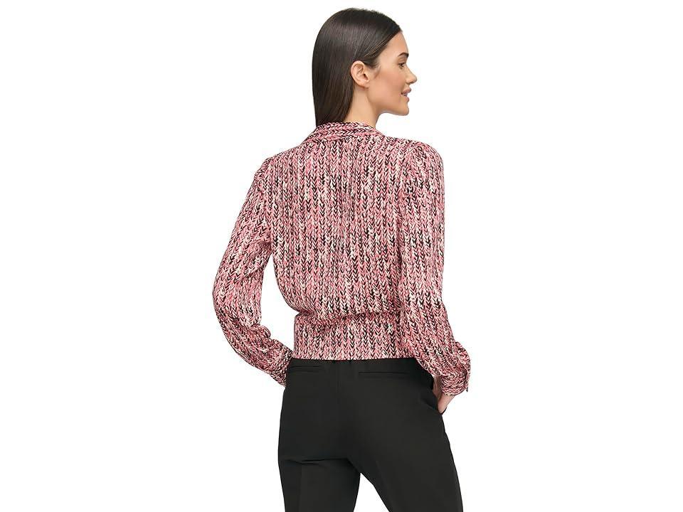 Tommy Hilfiger Long Sleeve Wrap Blouse (Rosebud Multi) Women's Clothing Product Image