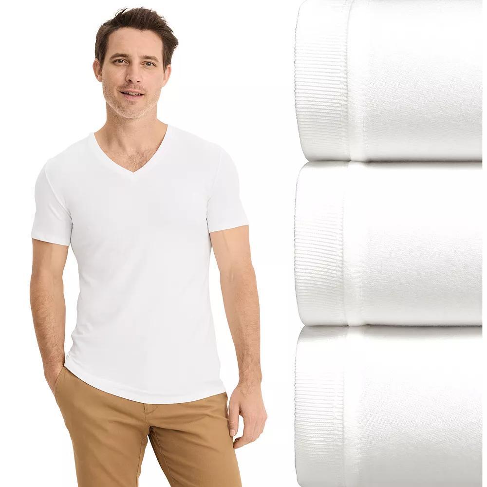 Men's Jockey 3-Pack Smooth Fit Cotton Stretch V-Neck Undershirt, Size: Large, White Product Image