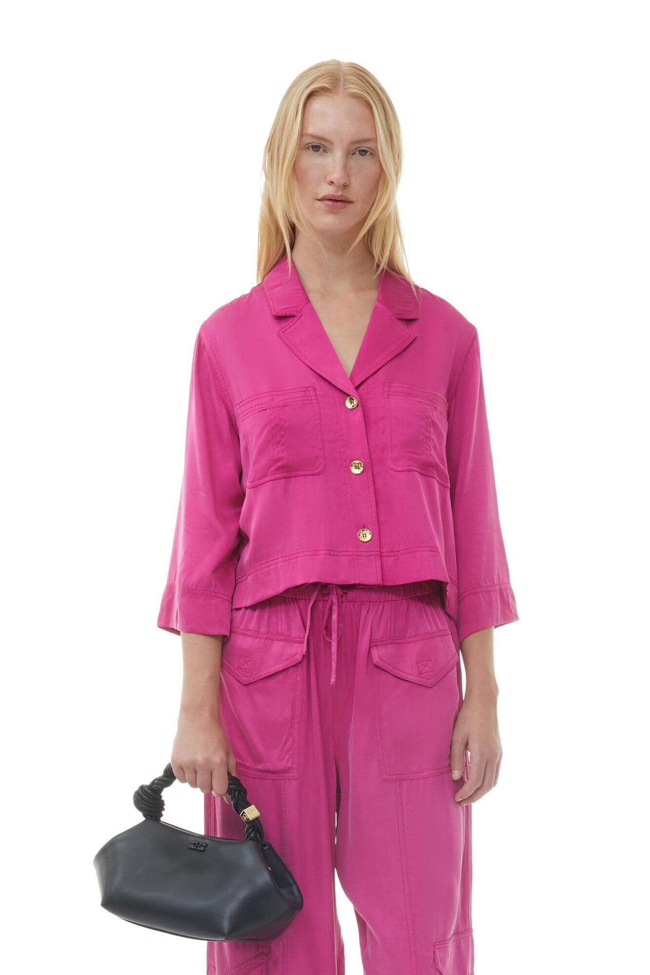 Pink Washed Satin Pocket Pants Product Image