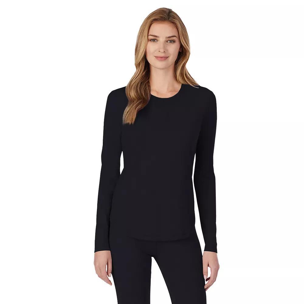 Petite Cuddl Duds® Under Scrubs Crewneck Top, Women's, Size: Large Petite, Black Product Image