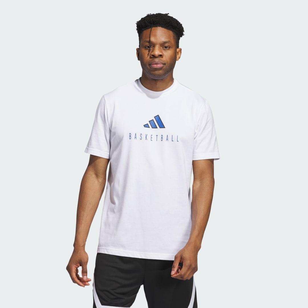 adidas Worldwide Hoops Logo Performance Graphic Tee White L Mens Product Image