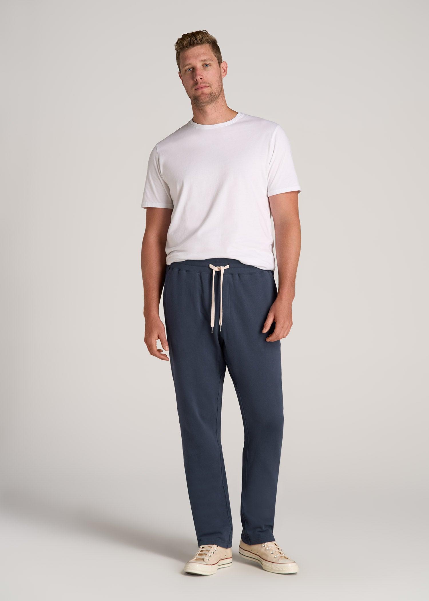 LJ&S Brushed Terrycloth Sweatpants for Tall Men in Vintage Midnight Navy Product Image