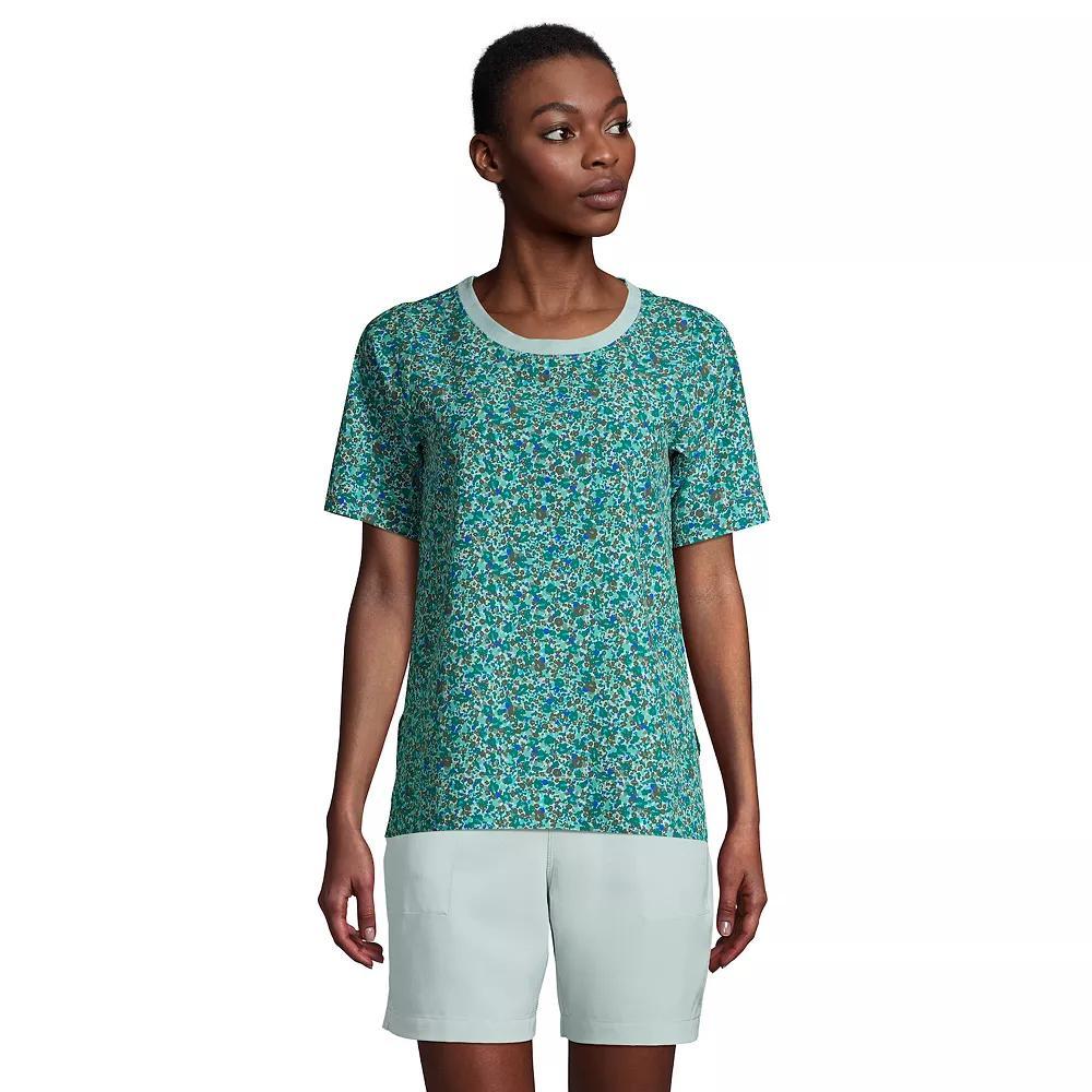 Women's Lands' End 365 Commuter Elbow-Sleeve Tunic Top, Size: Medium, Blue Breeze Floral Product Image