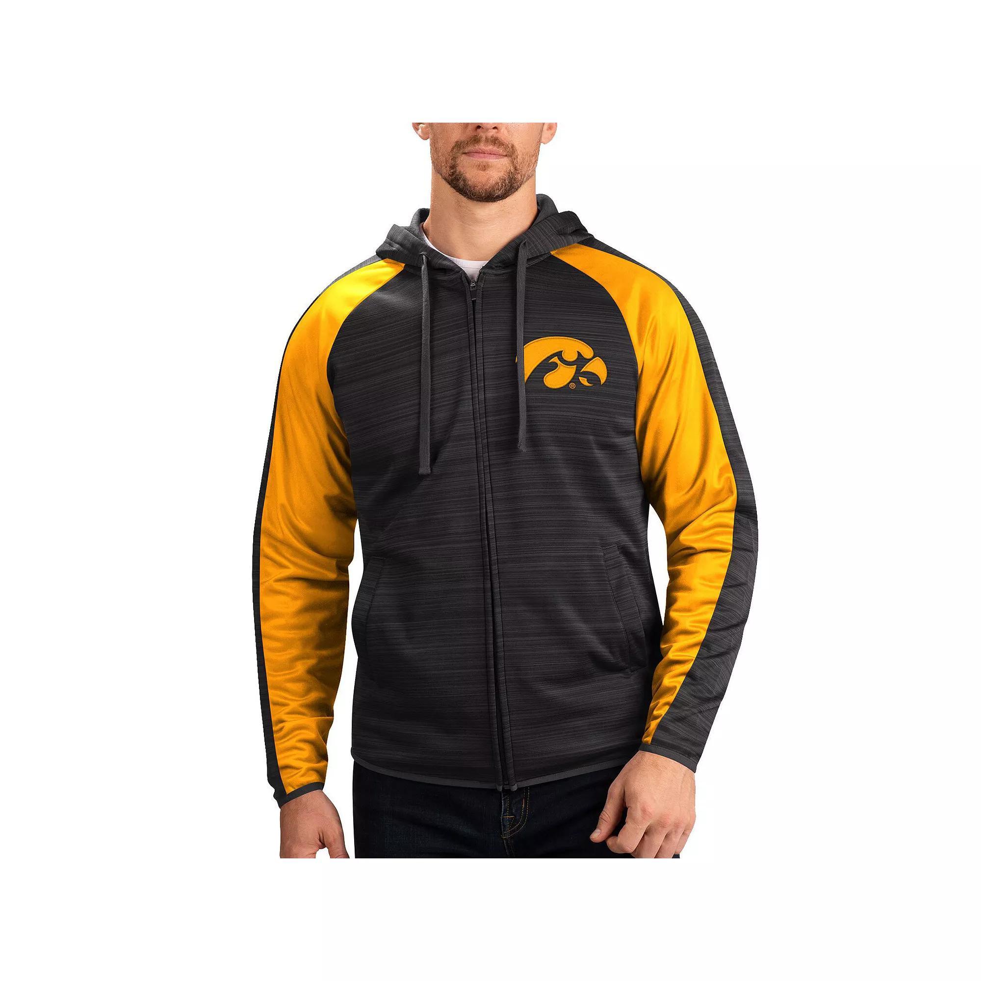 Men's G-III Sports by Carl Banks Black Iowa Hawkeyes Neutral Zone Raglan Full-Zip Track Jacket Hoodie, Size: Medium Product Image