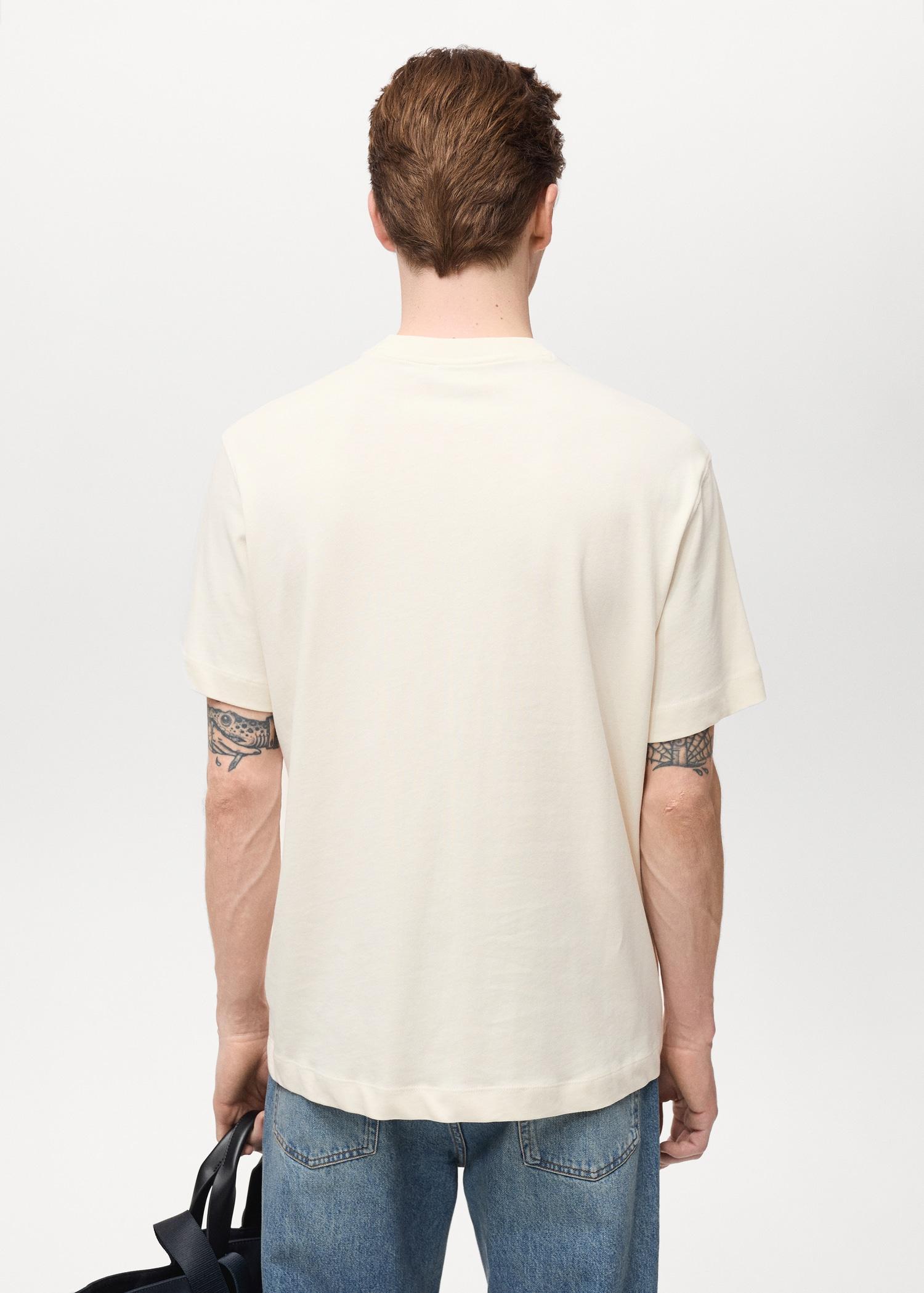Embroidered cotton T-shirt - Men | MANGO USA Product Image