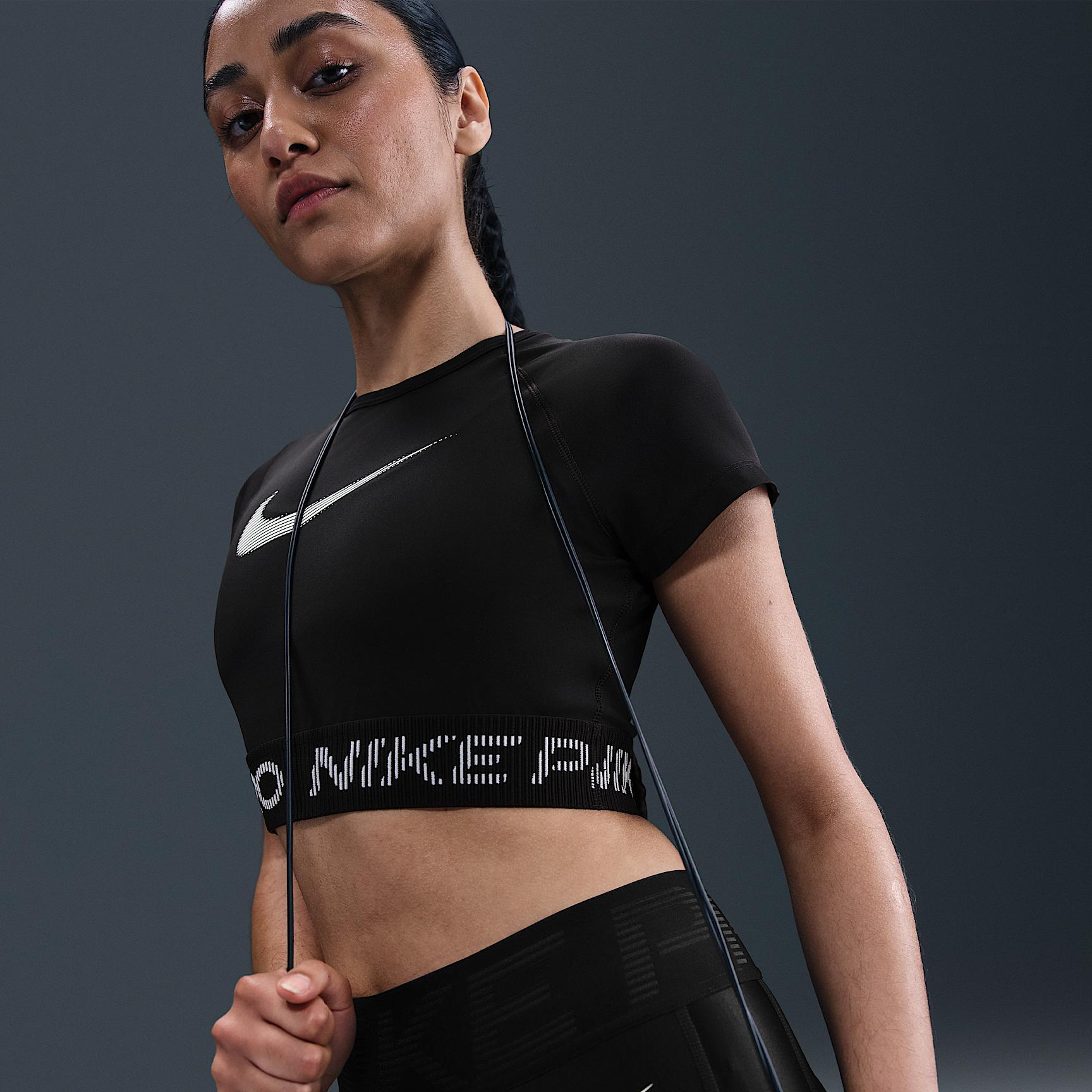 Women's Nike Pro Dri-FIT Short-Sleeve Cropped Graphic Top Product Image