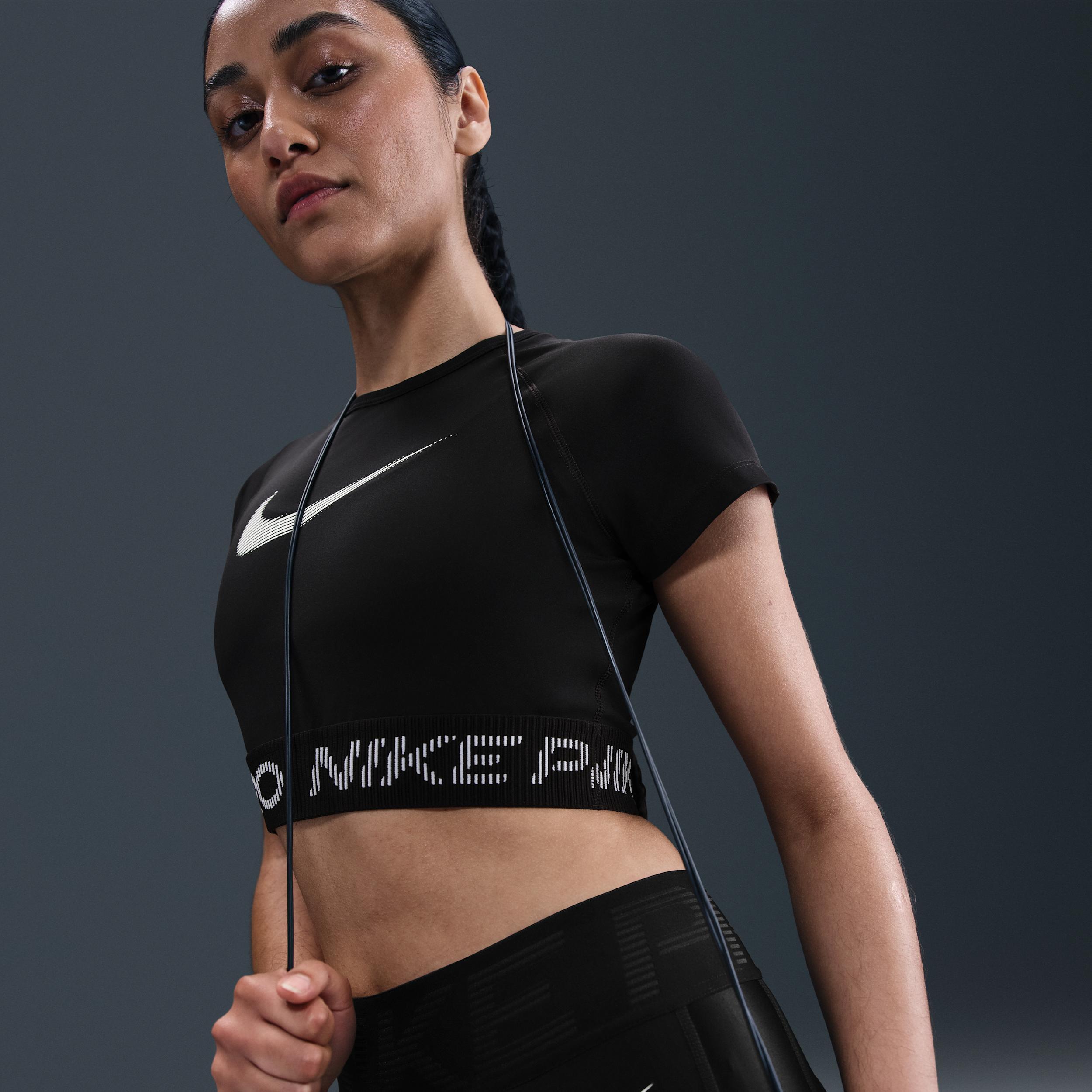 Women's Nike Pro Dri-FIT Short-Sleeve Cropped Graphic Top Product Image