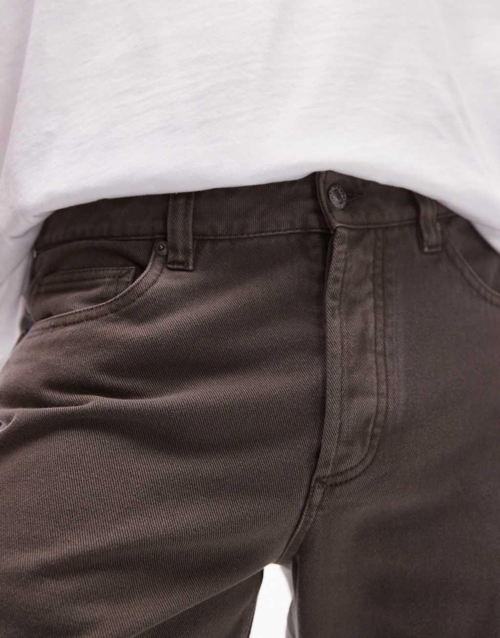 Topman taper jeans in dark olive Product Image