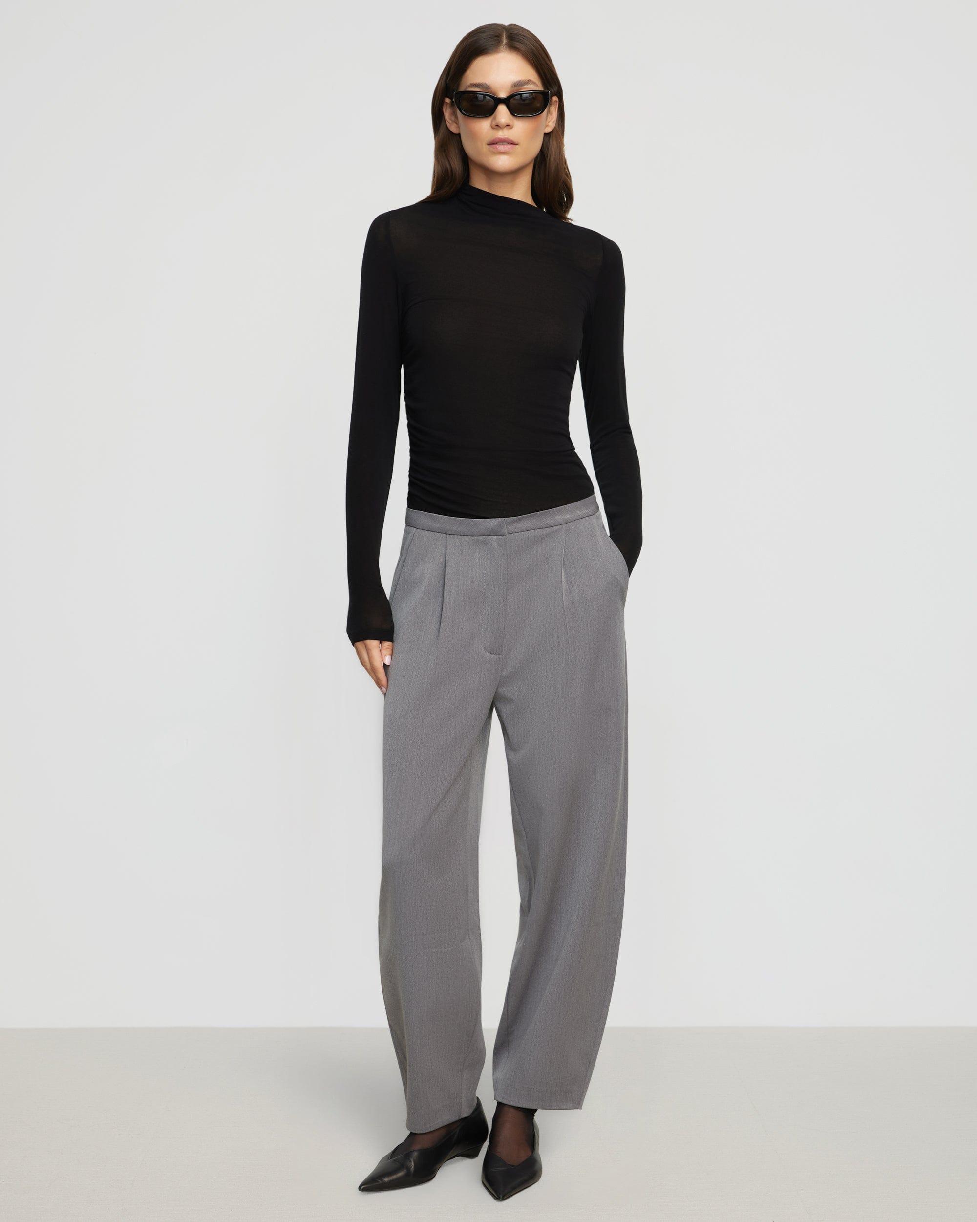 Vittoria Asymmetric-Neck Semi-Sheer Ruched Tee Product Image