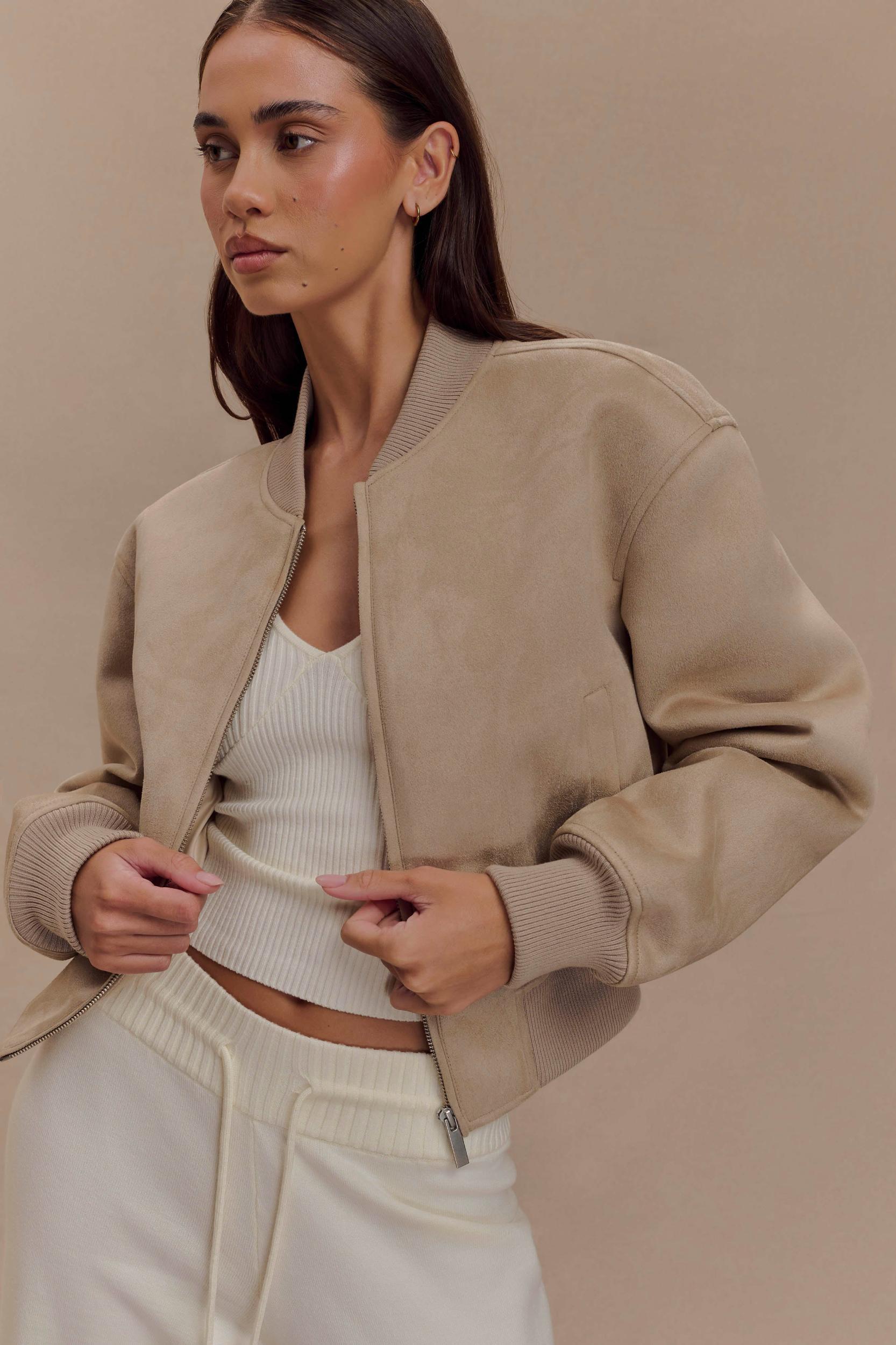 Rudy Suede Bomber Jacket - Sand Product Image