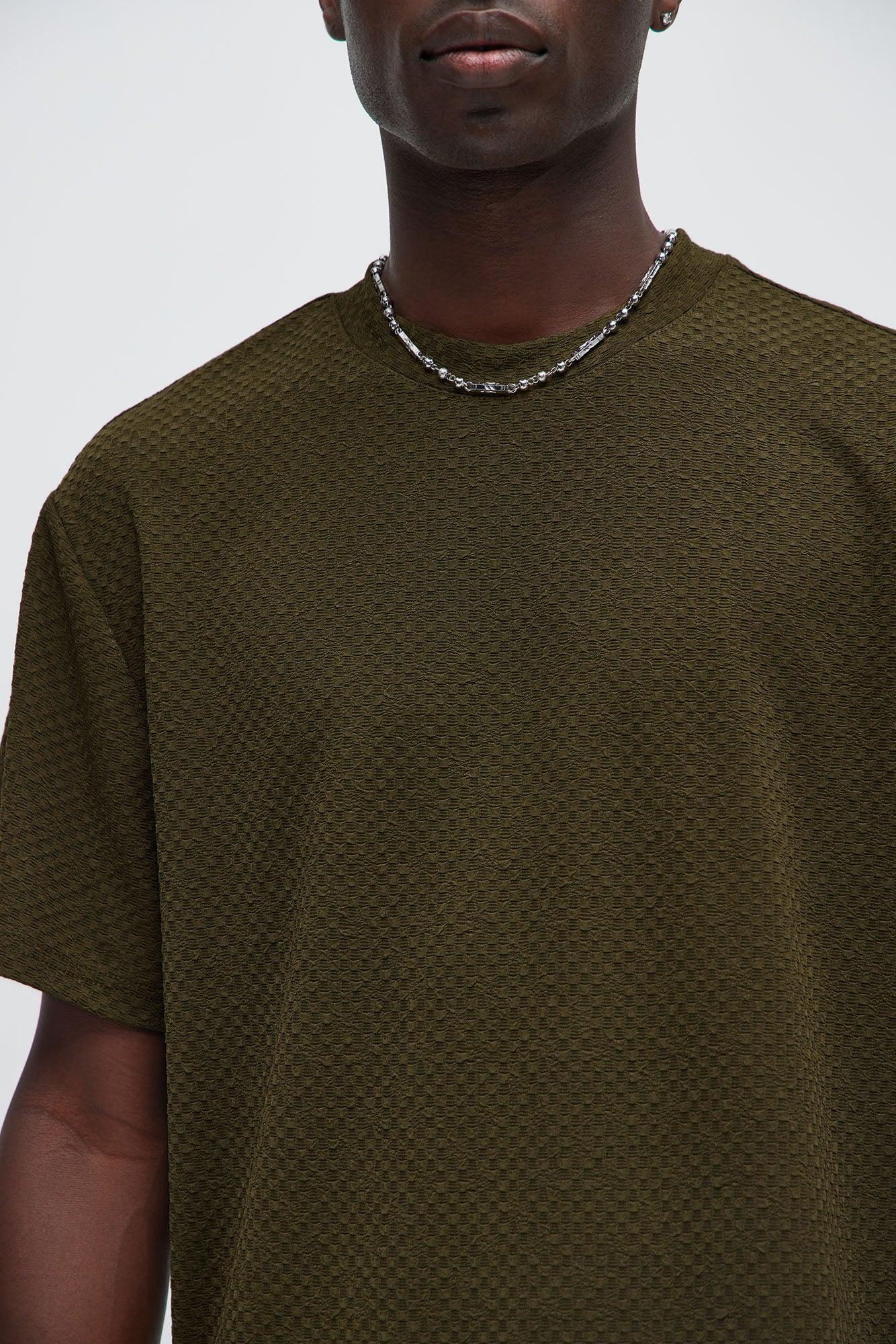 Croydon Textured Knit All Scallop Short Sleeve Tee - Olive Product Image