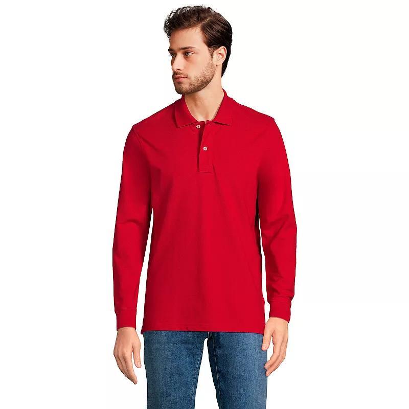 Big & Tall Lands End Long Sleeve Comfort-First Mesh Polo, Mens Evening Blue Product Image