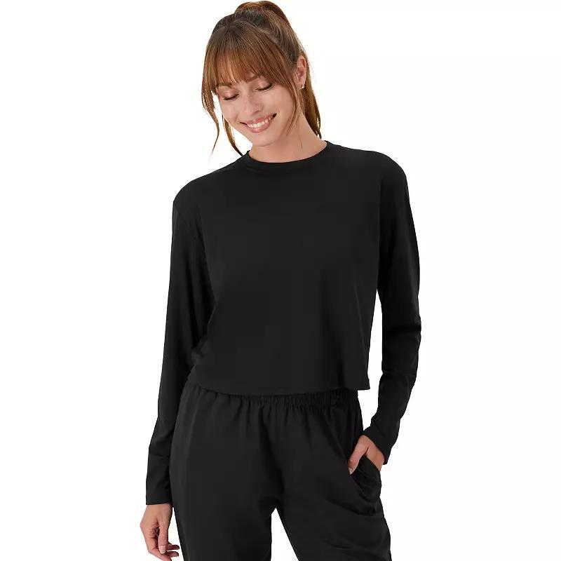 Women's Hanes Moves™ Cropped Long Sleeve Top, Size: Large, Rustic Grey Product Image