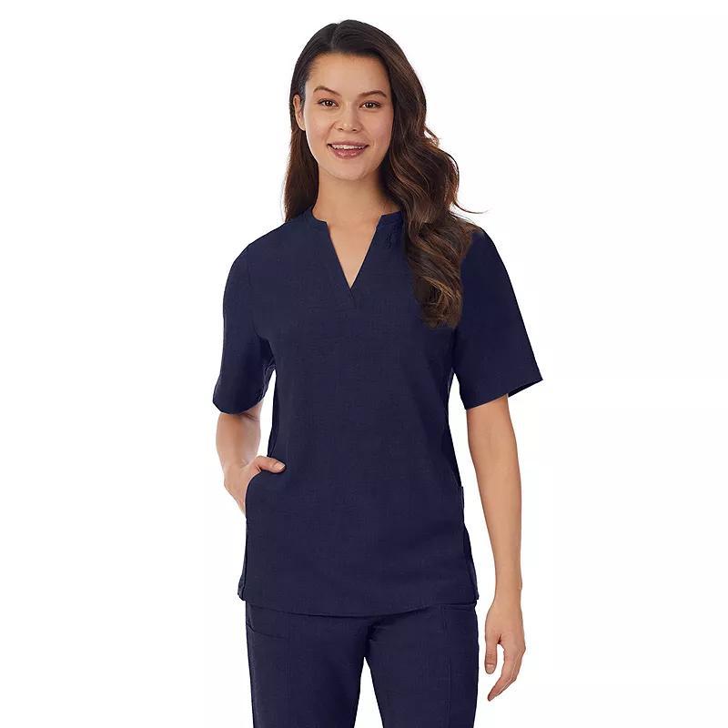 Women's Cuddl Duds® Scrubs 4-Pocket Split Neck Top, Size: XL, Navy Grey Product Image