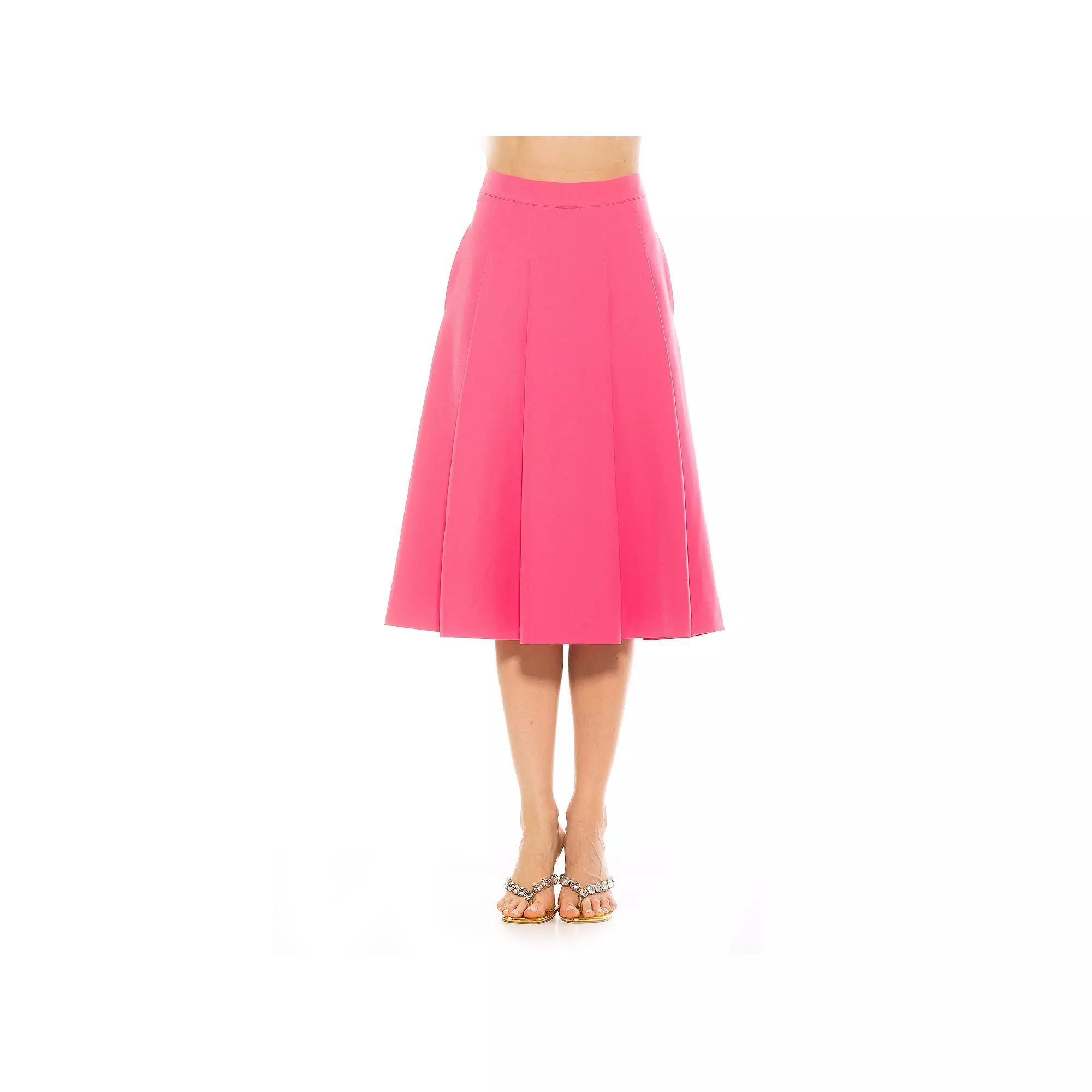 Women's ALEXIA ADMOR Illia Pleated Midi Skirt, Size: 6, Pink Product Image