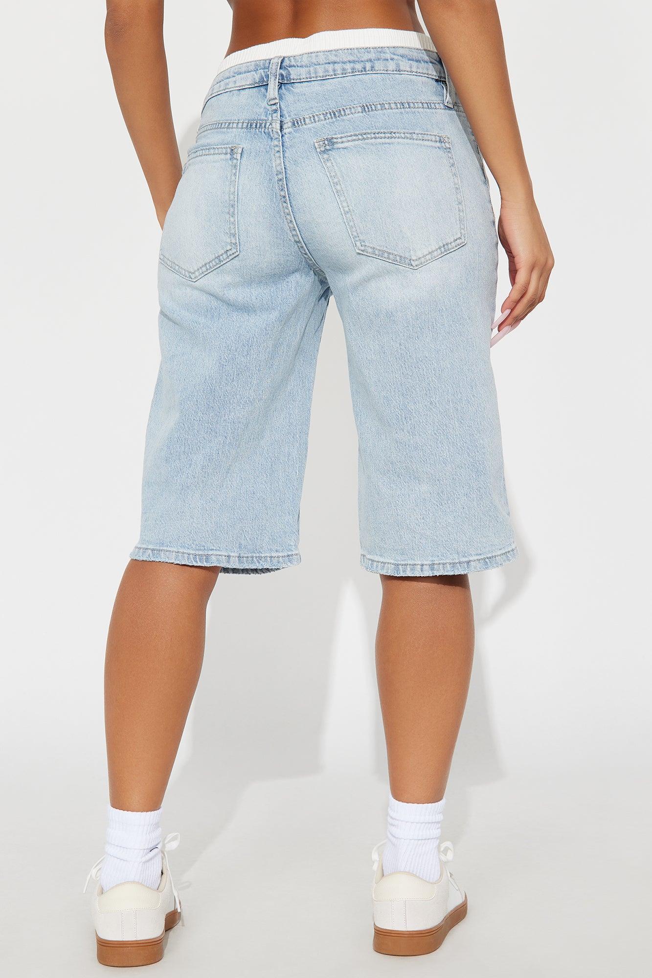 Lizzy Mid Rise Denim Bermudas - Light Wash Product Image